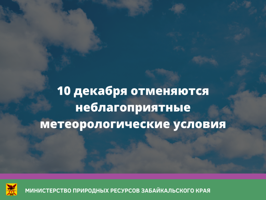 10 декабря отменяются неблагоприятные метеорологические условия